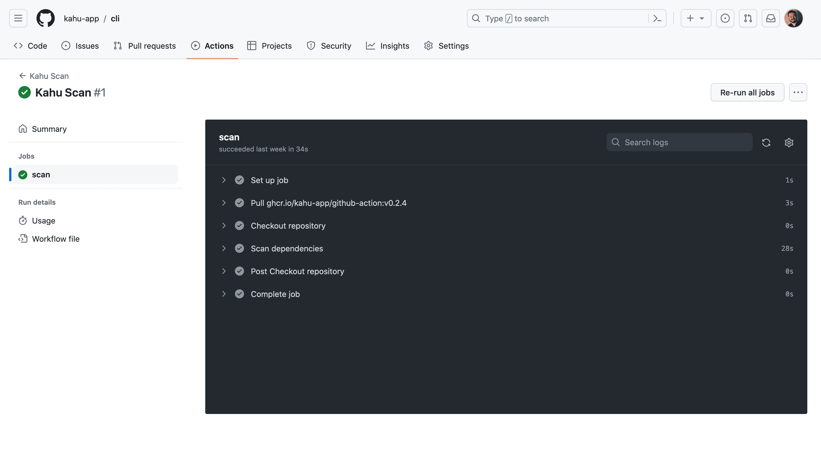 GitHub Actions Screenshot